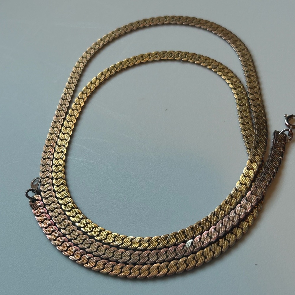 Gold Tone Vintage Chain Necklace Ross Long Gold Necklace - Picture 10 of 15